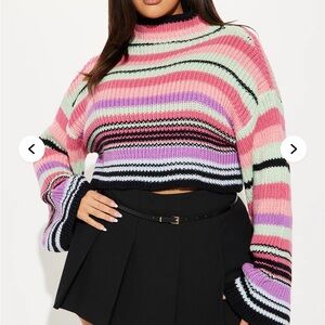 Fashion Nova No Worries Vibrant Multicolor Turtleneck Sweater